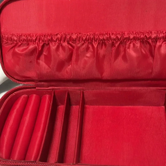 Vintage Liz Claiborne Signature Red Faux Croc Print Jewelry Travel Bag - Picture 2 of 10